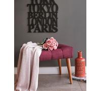 Hanah Home, New- ZEN1342, Violet, Pouf classique, Cadre : Bois solide