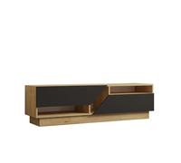 Hanah Home Scandinavian Support TV, Saphir et Anthracite, 160 cm, Panneau de Particules 100% mélaminé, épaisseur 18 mm, Design élégant avec étagères Multiples et Rangement