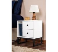 Hanah Home Stand de Nuit, Blanc, Noir, 50 x 18 x 5 cm | Fabriqué en Panneau de Particules 100% mélamine, épaisseur : 18 mm | Parfait pour Les espaces Modernes à Domicile et d'étude, Design élégant et