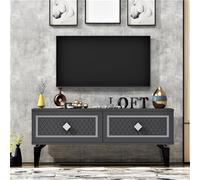 Hanah Home Support TV, mélamine, Anthracite/argenté, Taille Unique