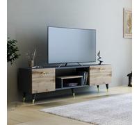Hanah Home Support TV, mélamine, Noyer Anthracite, Taille Unique