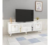 Hanah Home Support TV, mélamine, Or Blanc, Taille Unique