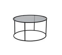 Hanah Home Table à café élégante, Noire et Grise, 80 x 80 x 43 cm, 100% Verre trempé (4 mm) et Cadre en métal (1,5 mm), Design Moderne pour Salon et Bureau