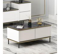 Hanah Home Table à café Moderne Blanche, 90 x 45 x 40 cm - 100% mélamine, épaisseur 18 mm - Élégante et Fonctionnelle pour Salon et Salon