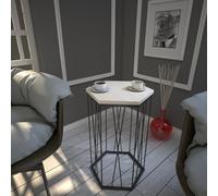 Hanah Home Table latérale Industrielle avec Pieds en métal, chêne et Noir, 40 x 62 x 35 cm, Panneau en Particules 100% mélamine, épaisseur 18 mm, Parfaite pour Les hôtels et Les espaces Modernes