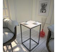 Hanah Home Table latérale Industrielle - Finition chêne - 35 x 62 x 35 cm - 100% mélamine - Épaisseur : 18 mm - Pieds en métal Robuste - Parfait pour Les hôtels et Les espaces Modernes