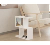 Hanah Home Table latérale Style scandinave, Blanche, 45 x 51,4 x 17 cm, 100% mélamine, épaisseur 18 mm, Design à 2 Niveaux avec Rangement supplémentaire