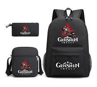 Hanaiette Lot de 3 sacs à dos en toile Genshin Impact avec personnages de jeu, Style 5