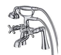 Hanallx Clawfoot Robinet de baignoire en laiton vintage avec douchette en forme de téléphone