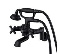 Hanallx Clawfoot Robinet mural en laiton avec douchette en forme de téléphone Noir, Mitigeur Douche, Robinet Salle de Bain