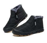 Hanani Bottes de neige d'hiver pour homme avec doublure en fourrure et fermeture éclair - Chaudes et antidérapantes - Légères et pelucheuses, tout noir, 44 EU