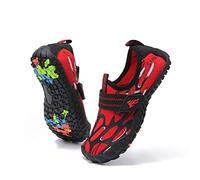 Hanani Enfants Chaussures Aquatiques Garçons Fille Chaussures d'eau Séchage Rapide Piscine Chaussures Pieds Nus pour Plage Nager Plongée Surf Yoga Noir Rouge EU35