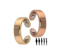 Hanaoops 2Pcs Bagues en Magnétiques pour Femmes Hommes Réglables Ouvert Anneaux Magnétiques Anti Stress Massif Anneau de Doigt avec Aimants Bague Thérapeutique Anneau (Or rose et or, Taille unique)
