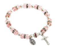 Hanaoops Bracelet Femme Croix de Baptême Bracelet avec Perles de Cristal Classique Chrétien Cadeaux de Première Communion Bracelet Sacré Bijoux Bracelet Cadeau pour Mamie Maman Sœur Amie