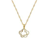 Hanaoops Collier Femme Pendentif Trèfle à Quatre Feuilles en Onyx - Fine Bijoux Or en Acier Inoxydable Avec Zircon Incrusté - Lucky Cadeaux pour Soeurs