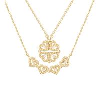 Hanaoops Collier Femme Trefle Feuille Un Collier Trèfle à Quatre Feuilles Qui Peut Changer de Forme Plein de Diamants Pendentif Détachable Magnétique Coeur Colier pour Les Filles de La Saint-Valentin