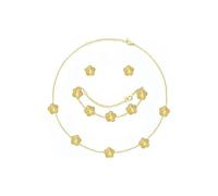 Hanaoops Ensemble de Bijoux Trèfle à Quatre Feuilles pour Femme 18K Plaqué Or Acier Inoxydable Trèfle à Quatre Feuilles Collier Boucles d'oreilles Bracelet Set Délicat Réglable Cadeau de Vacances