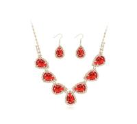 Hanaoops Parure Bijoux Femme, Mariage Mariée Cristal Bijoux Ensemble Strass Brillants Zircone Cubique Larme Pendentif Collier Boucles D'oreilles Élégante Anniversaire Cadeau (Or, Taille unique)