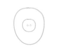 Hanaoops Parure Ensemble de Bijoux Femme 3 Pièces Zircon Cubique Acier Inoxydable Collier de Mariée Larme Pendentif Boucles D'oreilles Strass Bracelet Ensemble Bijoux Cadeau pour Mariage Soirée (BJ)