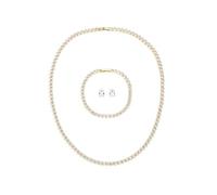 Hanaoops Parure Ensemble de Bijoux Femme 3 Pièces Zircon Cubique Acier Inoxydable Collier de Mariée Larme Pendentif Boucles D'oreilles Strass Bracelet Ensemble Bijoux Cadeau pour Mariage Soirée (JS)