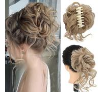 Hanaoops Pince Cheveux Postiche Chignon Messy Morceau de Bouclés Chouchou Cheveux Extension Naturels Synthétique Queue de Cheval Chignons Extensions à Clips Chignon pour Femmes