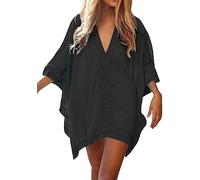 Hanaoops Robe de Plage Femme Sexy V-Cou Bikini Cache-Maillots Hauts de Plage décontractés pour l'été Maillot de Bain en Dentelle