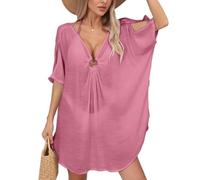 Hanaoops Robe de Plage Femmes Ete Bikini Cache-Maillots Sexy Robe de Maillot de Bain Loose Semi-Transparent Paréo de Plage Bikini Cover Up pour Vacances, Piscine, Bord de Mer et Fête