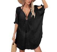Hanaoops Robe de Plage Femmes Ete Bikini Cache-Maillots Sexy Robe de Maillot de Bain Loose Semi-Transparent Paréo de Plage Bikini Cover Up pour Vacances, Piscine, Bord de Mer et Fête
