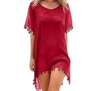 Hanaoops Robe de Plage pour Femmes Ete Bikini Cache-Maillots Mousseline Poncho de Plage Maillot de Bain Plage Bikini Cover Up Chic Loose Semi-Transparent Robe Couvrir Blouse Tunique pour Vancance