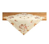 HanaQi Nappe brodée avec motif chouette et feuilles d'automne - 100 % polyester - Découpes décoratives en dentelle - 85 x 85 cm - Carré (85 x 85 cm)