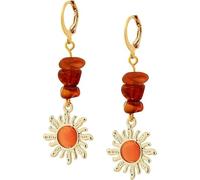 Hanary Boucles d'oreilles en forme de soleil céleste avec cristaux oranges, hippies, gothiques, bijoux de Noël pour femme