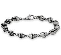 Hanary Bracelet en acier inoxydable avec tête de mort, style gothique, punk, rock, motard, bijou cadeau