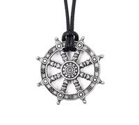 Hanary Collier bouddhiste Dharmachakra Roue de Vie Bijoux Cadeau pour Homme et Femme