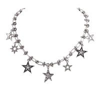 Hanary Collier ras du cou avec pendentif étoile en argent, style punk Y2K, bijoux tendance pour femmes, taille unique, Acier inoxydable, Pas de gemme