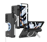 HANASE pour Samsung Galaxy Z Fold 4 5G Charge sans Fil Charnière Magnétique Porte-Stylo Support Étui avec Film de Verre Couverture Rigide Mat, Z2, pour Z Fold 4