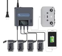 Hanatora Chargeur de batterie à écran LCD pour drone DJI Air 2S, Mavic Air 2 et télécommande, 6 en 1 rapide, multi-parallèle, accessoires de hub de charge