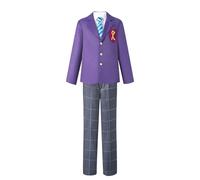Hanazawa Teruki Costume de cosplay Violet Costume Anime Uniforme scolaire | Ensemble complet avec manteau, pantalon, chemise pour homme, uniforme de lycée, Halloween, carnaval, bande dessinée, fête