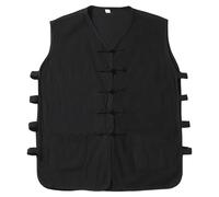 Hanbok Gilet sans manches en lin pour homme Style Kung Fu, Noir , 3XL