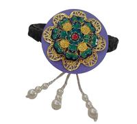 Hanbok Serre-tête coréen en satin et perles Bleu glacé Bandeau élégant pour spectacles de danse sur scène