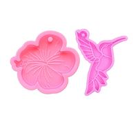HANBOLI Emporte-pièces, 2 PCS Colibri Résine Moule Silicone Oiseau Moules Porte-clés pour Bijoux Résine DIY Artisanat Faire Fournitures Main Porte-clés Rose