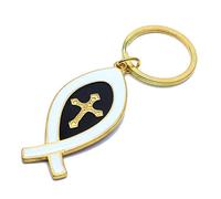 HANBOLI Porte-clés, Croix Bilatérale Jésus-Christ Clé Boucle Souvenirs D'église Brève Israël Forme De Poisson Porte-clés Chaîne Ornements Religieux 3#