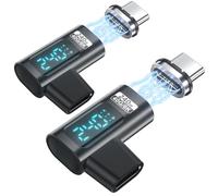 HanCenDa Lot de 2 adaptateurs magnétiques de type C PD 240 W, adaptateur USB C vers USB C à 24 broches droit avec affichage LED intelligent de tension, courant et puissance, vidéo 40 Gbit/s 8K 60 Hz
