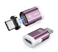 HanCenDa Lot de 2 adaptateurs magnétiques USB C droits, 24 broches 240 W, USB4 40 Gbit/s, 8K 60 Hz, vidéo pour Thunderbolt 3/4, MacBook Pro/Air, iPhone 16/15, Steam Deck, PS5, PSVR2 Rose