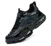 HANCHE Anti-Slip Adventure Sneakers, Anti-Smash and Anti-Puncture Work Safety Shoes, Breathable Labour Insurance Shoes, Lightweight Steel Toe Protection Shoes(Black-Green,EU 43)