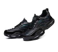 HANCHE Anti-Slip Adventure Sneakers, Anti-Smash and Anti-Puncture Work Safety Shoes, Breathable Labour Insurance Shoes, Lightweight Steel Toe Protection Shoes(Black-Green,EU 39)