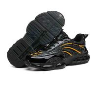 HANCHE Anti-Slip Adventure Sneakers, Anti-Smash and Anti-Puncture Work Safety Shoes, Breathable Labour Insurance Shoes, Lightweight Steel Toe Protection Shoes(Black-Yellow,EU 43.5)