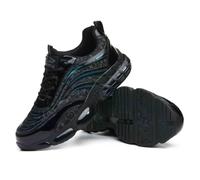 HANCHE Anti-Slip Adventure Sneakers, Anti-Smash and Anti-Puncture Work Safety Shoes, Breathable Labour Insurance Shoes, Lightweight Steel Toe Protection Shoes(Black-Green,EU 45)