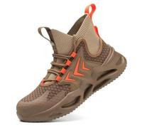 HANCHE Breathable Safety Work Shoes for Men, Anti-Smash and Anti-Puncture Labour Insurance Shoes, Steel-Toed Footwear, Lightweight Adventure Protection Sneakers(Brown,41.5 EU)