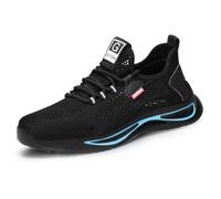 HANCHE Breathable Work Safety Shoes, Anti-Smash and Anti-Puncture Steel-Toed Shoes, Non-Slip Labor Insurance Shoes, Lightweight and Wear-Resistant Protective Sneakers(EU 44)