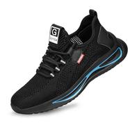 HANCHE Breathable Work Safety Shoes, Anti-Smash and Anti-Puncture Steel-Toed Shoes, Non-Slip Labor Insurance Shoes, Lightweight and Wear-Resistant Protective Sneakers(EU 42.5)